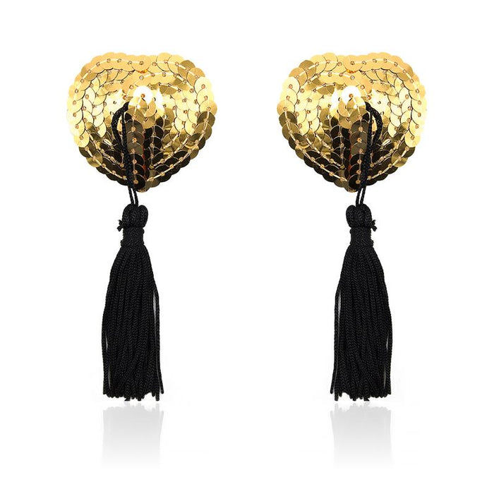 Pezonera de Corazon con Lentejuelas Doradas