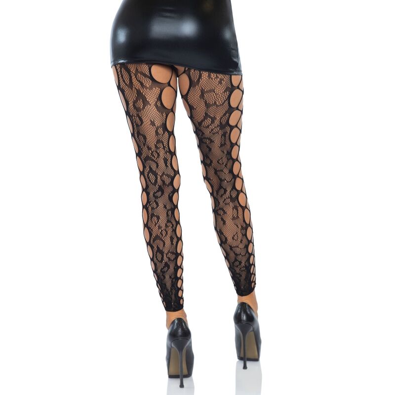 Comprar LEG AVENUE Medias Sin Pies De Encaje De Leopardo – Diseño Seductor Con Entrelazado Lateral-Noxtic