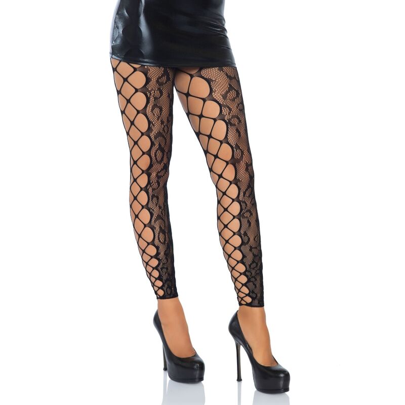Comprar LEG AVENUE Medias Sin Pies De Encaje De Leopardo – Diseño Seductor Con Entrelazado Lateral-Noxtic