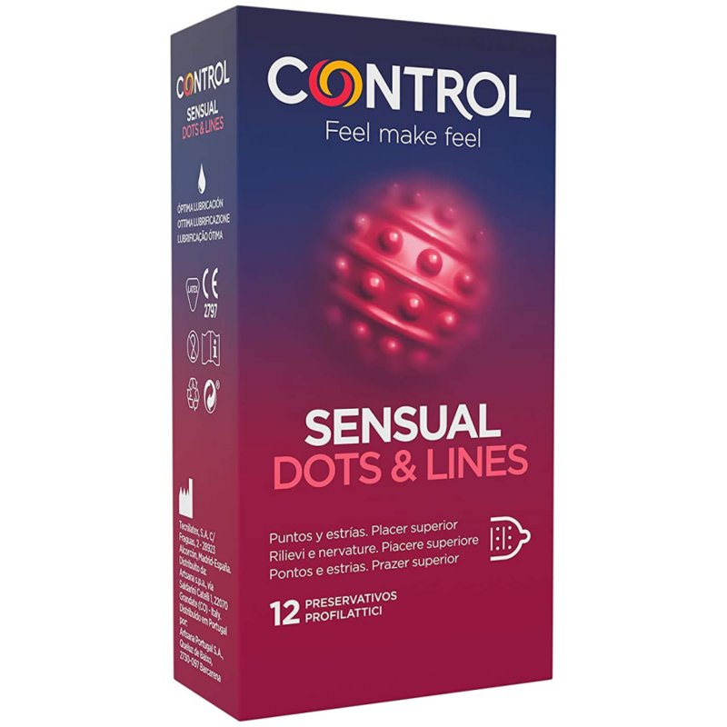 Comprar CONTROL Sensual Dots y Lines 12 Uds – Preservativos de Látex Natural Con Diseño Texturizado Para Placer Aumentado-PRESERVATIVOS-Noxtic