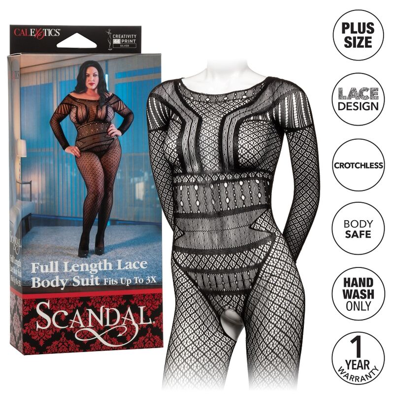 Comprar CALEXOTICS Lace Body Suit Talla Plus – Traje De Cuerpo De Encaje Para Sensación Seductora-Noxtic