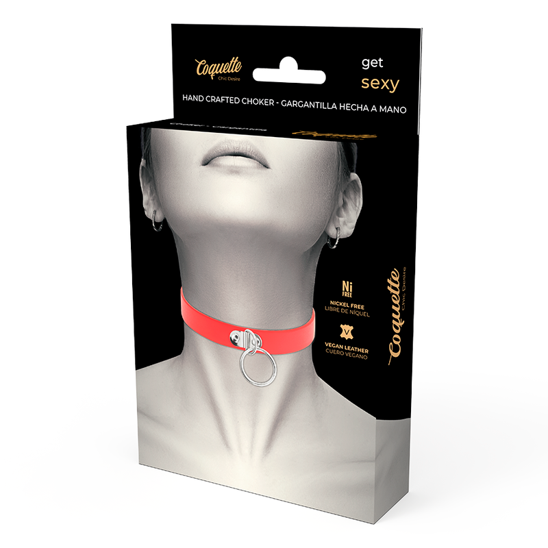 Comprar Coquette Chic Desire Collar Cuero Vegano Rojo – Accesorio Ajustable Para Estilo Elegante-Noxtic
