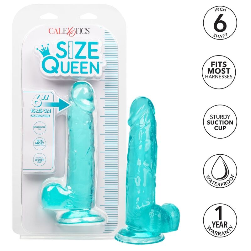 Comprar CALEXOTICS Size Queen Dildo Azul 15.3 cm – Diseño Ergonómico Para Placer Confiable-Noxtic
