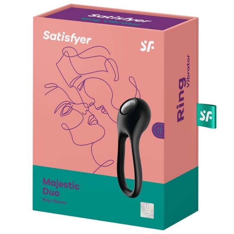 Comprar Satisfyer Majestic Duo Anillo Vibrador Negro – Estimulador Ergonómico Para Placer Compartido-Noxtic