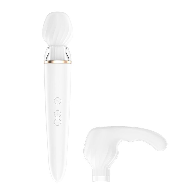 Comprar SATISFYER Double Wand-er App Blanco – Masajeador Multifuncional Con Cabezas Intercambiables-Noxtic