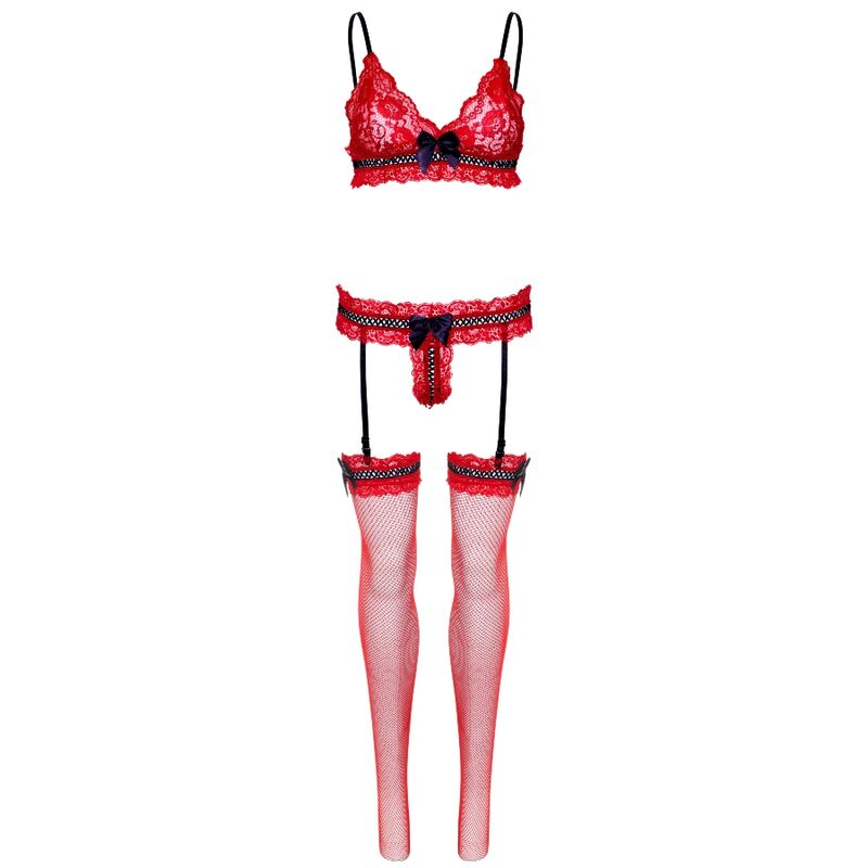 Comprar Leg Avenue Set Tres Piezas De Encajes Talla Única Rojo – Conjunto Elegante Para Realzar Tu Feminidad-Noxtic