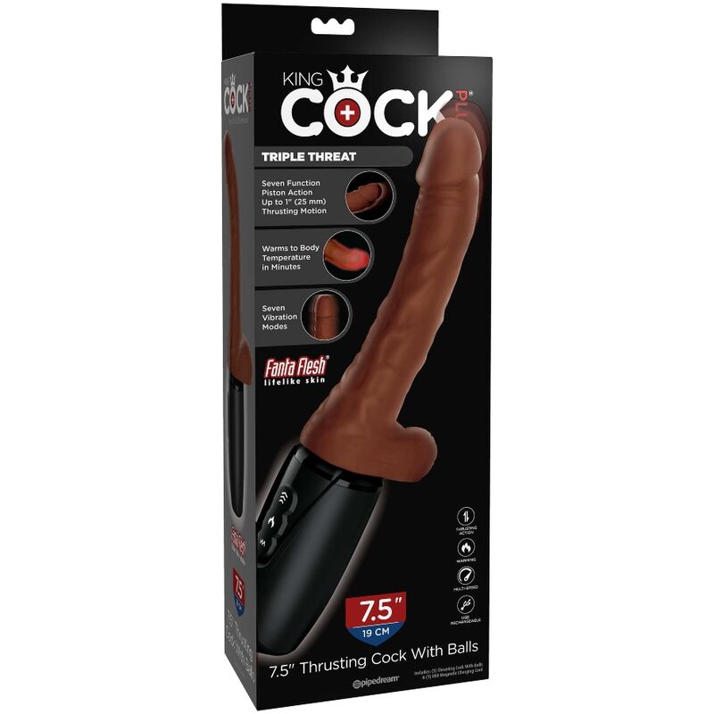 Comprar KING COCK Plus Triple Threat Marrón – Juguete Erótico Con Diseño Ergonómico Para Placer Intenso-Noxtic