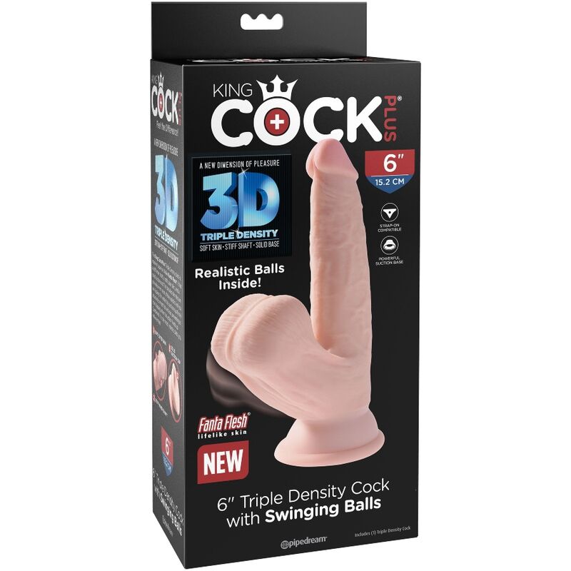 Comprar KING COCK Plus 3D Dildo Swinging Balls 12.7 cm – Material Innovador Con Sensación Realista-Noxtic