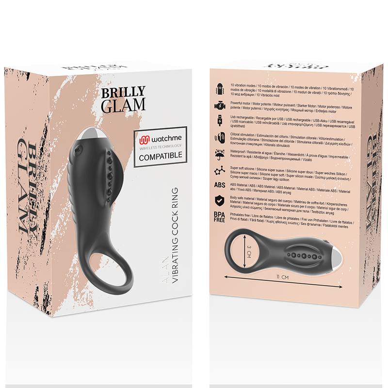 BRILLY GLAM Alan Anillo – Anillo Vibrador Con Tecnología Inalámbrica Para Parejas