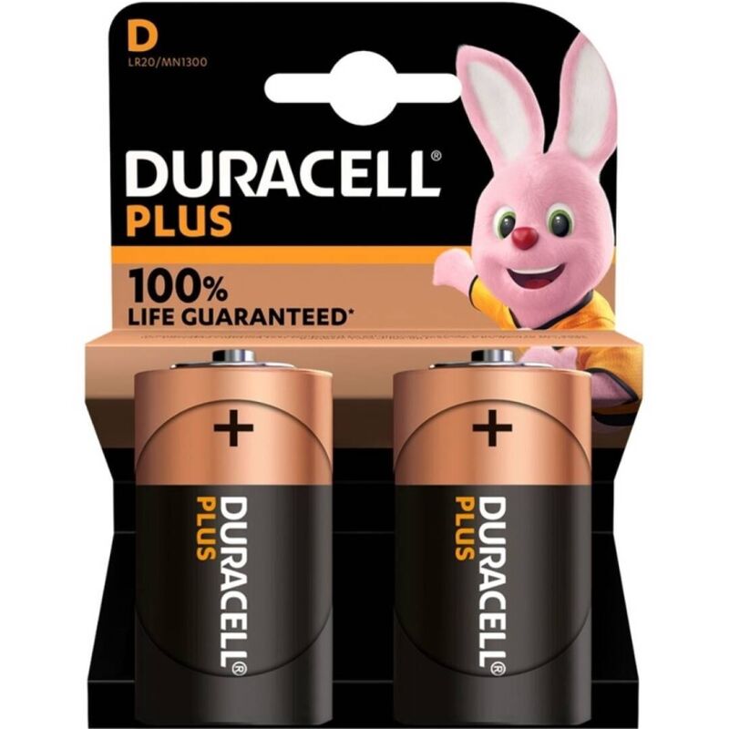Comprar DURACELL Plus Power 100 Pilas Alcalinas D LR20 Blister 2 – Energía Confiable Para Dispositivos De Uso Diario-Noxtic
