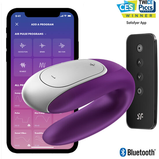 Comprar Satisfyer Double Fun Partner Vibrador Lila – Vibrador Recargable Con Diseño Innovador Para Parejas-Noxtic