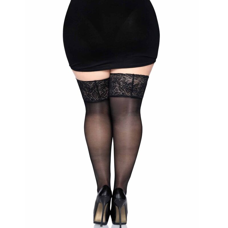 Comprar Leg Avenue Medias Negras Autoadhesivas Con Encaje Ancho – Diseño Elegante Para Comodidad Diaria-Noxtic