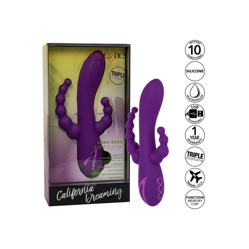 Comprar CALEXOTICS Long Beach Bootylicious Purple – Masajeador Con Diseño Curvado Para Placer Potente-Noxtic