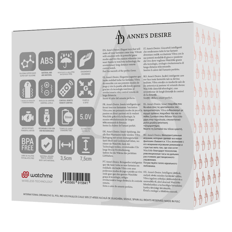 ANNE'S DESIRE - REMOTE CONTROL EGG WITH WATCHME TECHNOLOGY, BLACK/GOLD