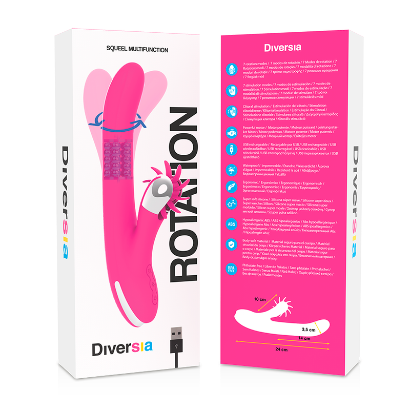Comprar DIVERSIA Bunny Rotation 24 CM – Vibrador Recargable Con Diseño Elegante Y Funcionalidad Avanzada-Noxtic