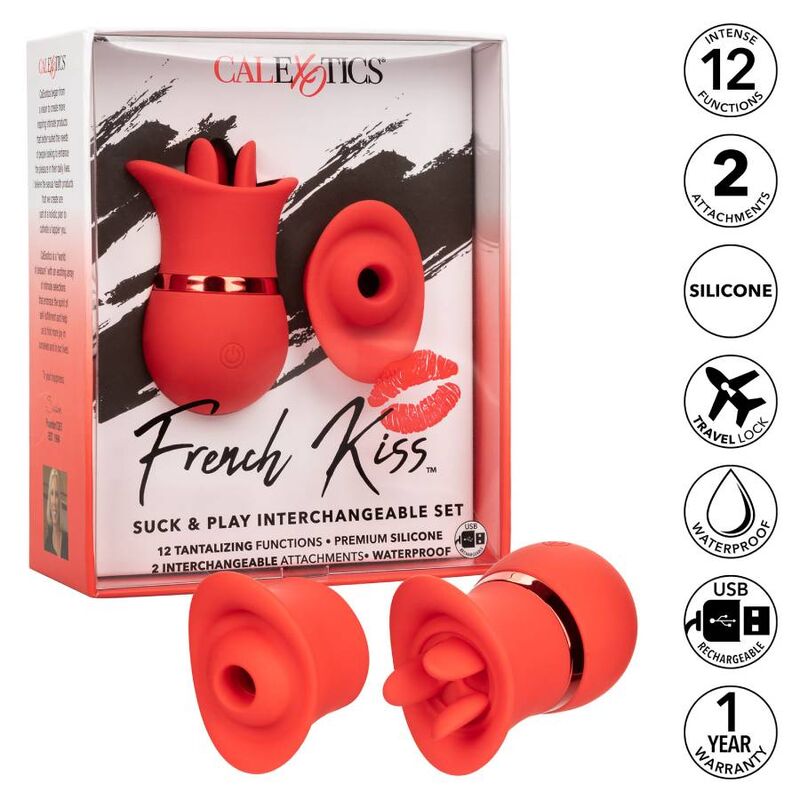 Comprar CALEXOTICS French Kiss Suck & Play Set – Conjunto Innovador Para Explorar Placer Intimo Con Diseño Moderno-Noxtic