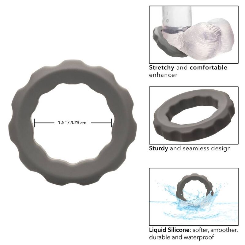 Comprar CALEXOTICS Alpha Erect Ring Gris – Diseño Confortable En Silicona Premium Para Placer Mejorado-Noxtic