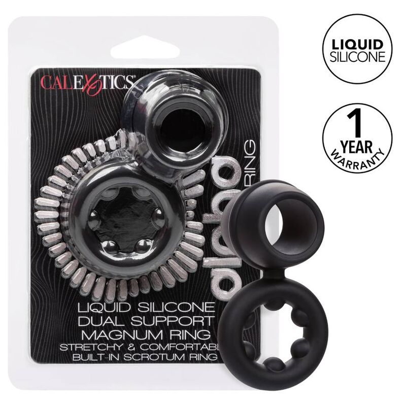 Comprar CALEXOTICS Alpha Dual Magnum Ring Negro – Anillo Doble Con Diseño Ergonómico Para Mayor Placer-Noxtic
