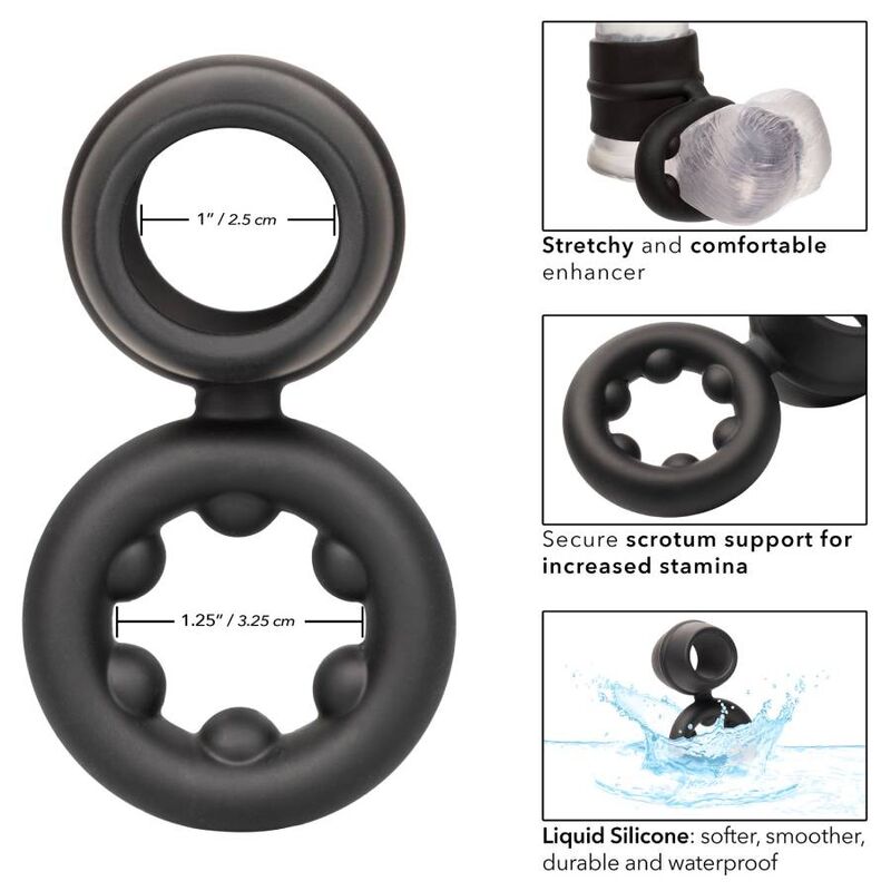Comprar CALEXOTICS Alpha Dual Magnum Ring Negro – Anillo Doble Con Diseño Ergonómico Para Mayor Placer-Noxtic