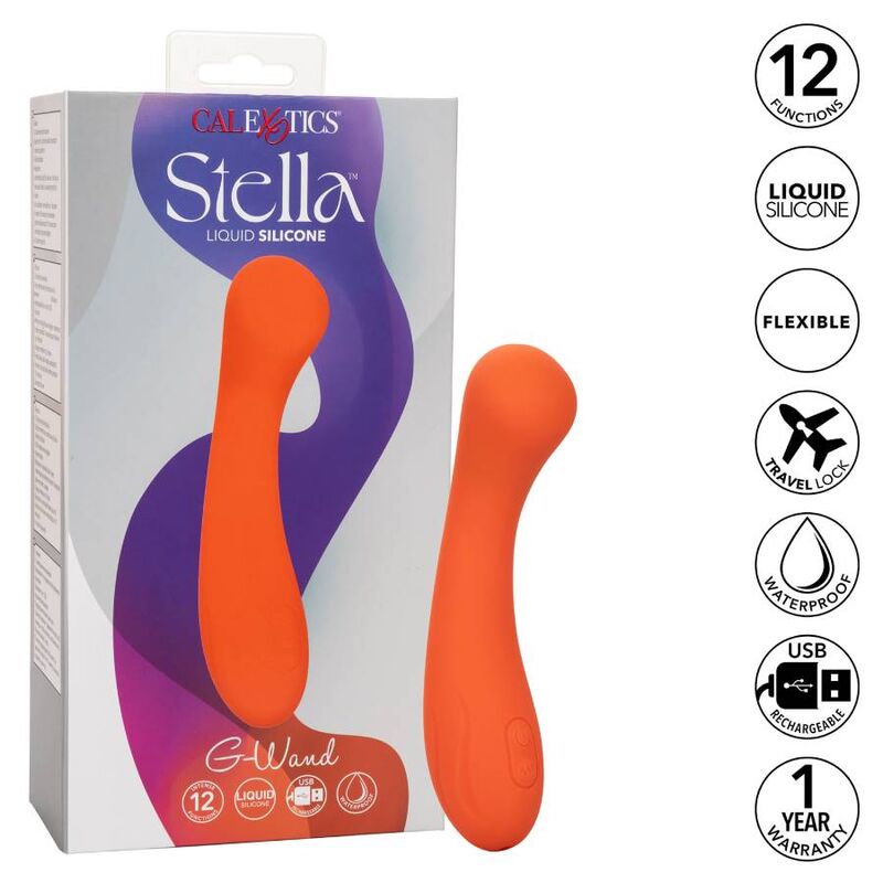 Comprar CALEXOTICS Stella G-Wand Naranja – Vibrador Recargable Con Diseño Curvilíneo Para Placer Intenso-Noxtic