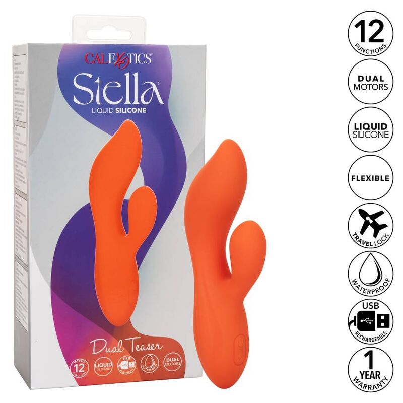 Comprar CALEXOTICS Stella Dual Teaser Naranja – Juguete Erótico De Silicona Con Diseño Elegante-Noxtic