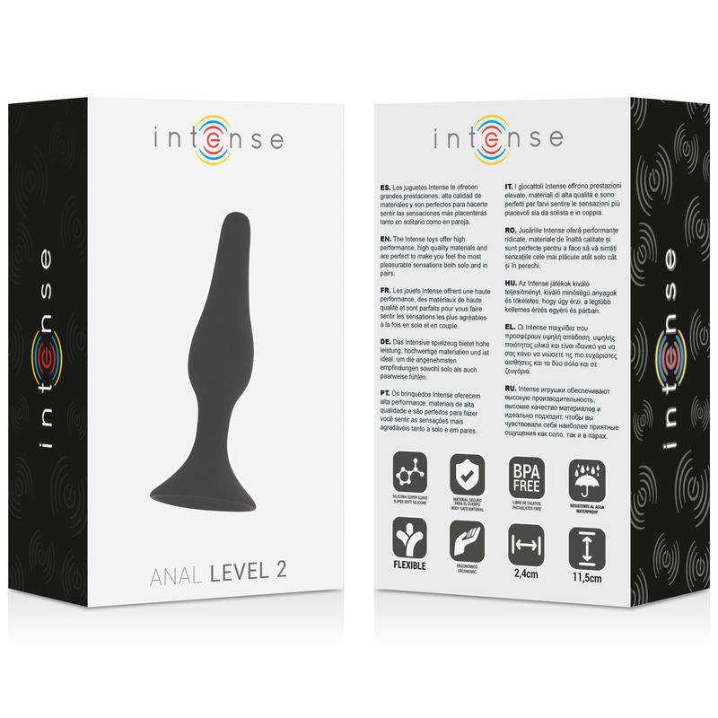 INTENSE Anal Level 2 Negro – Estimulador Suave Con Punta Cónica Para Placer Intenso
