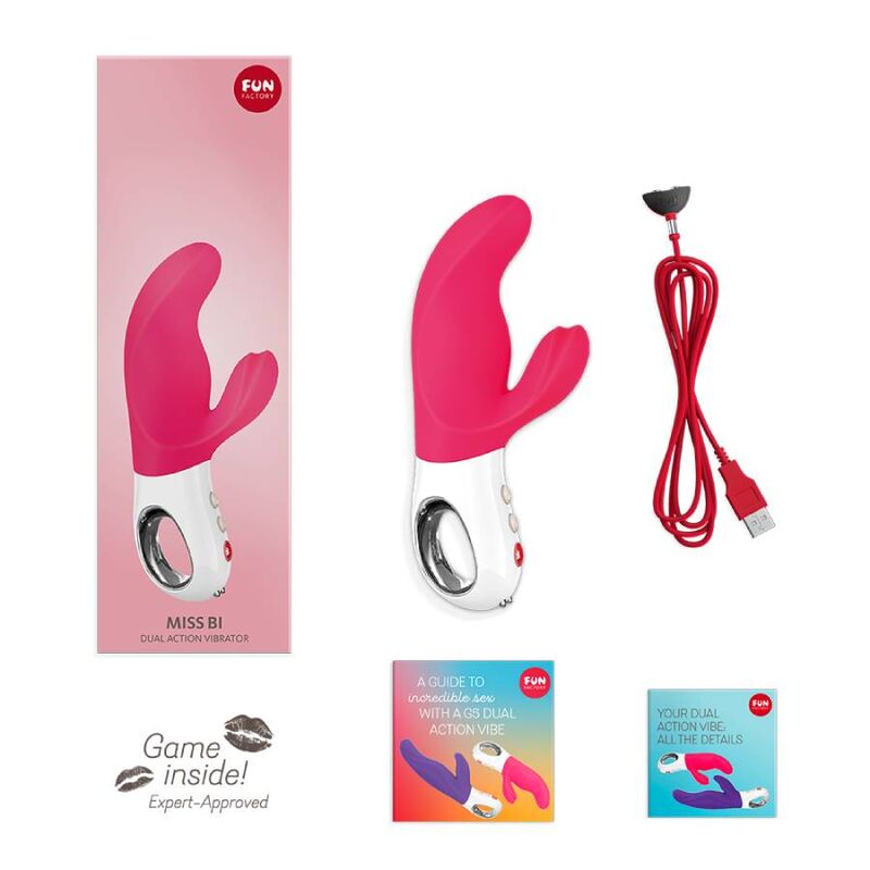 Comprar FUN FACTORY Miss Bi Doble Vibrador Rosa Blanco – Estimulador Recargable Con Diseño Ergonómico-Noxtic