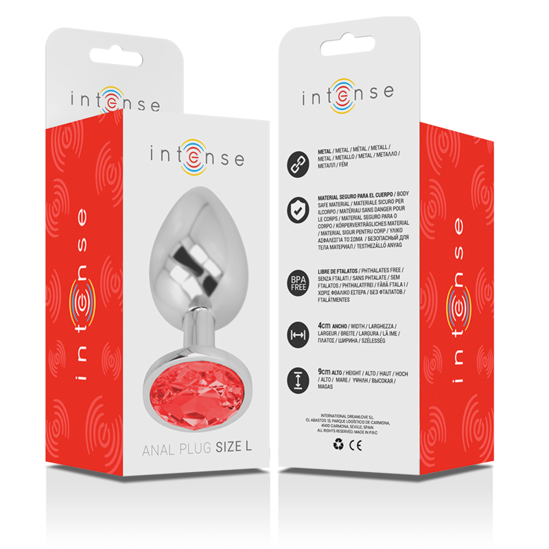 Comprar INTENSE Plug Anal Metal Con Cristal Rojo Talla L – Diseño Elegante Para Bienestar Sensual-Noxtic