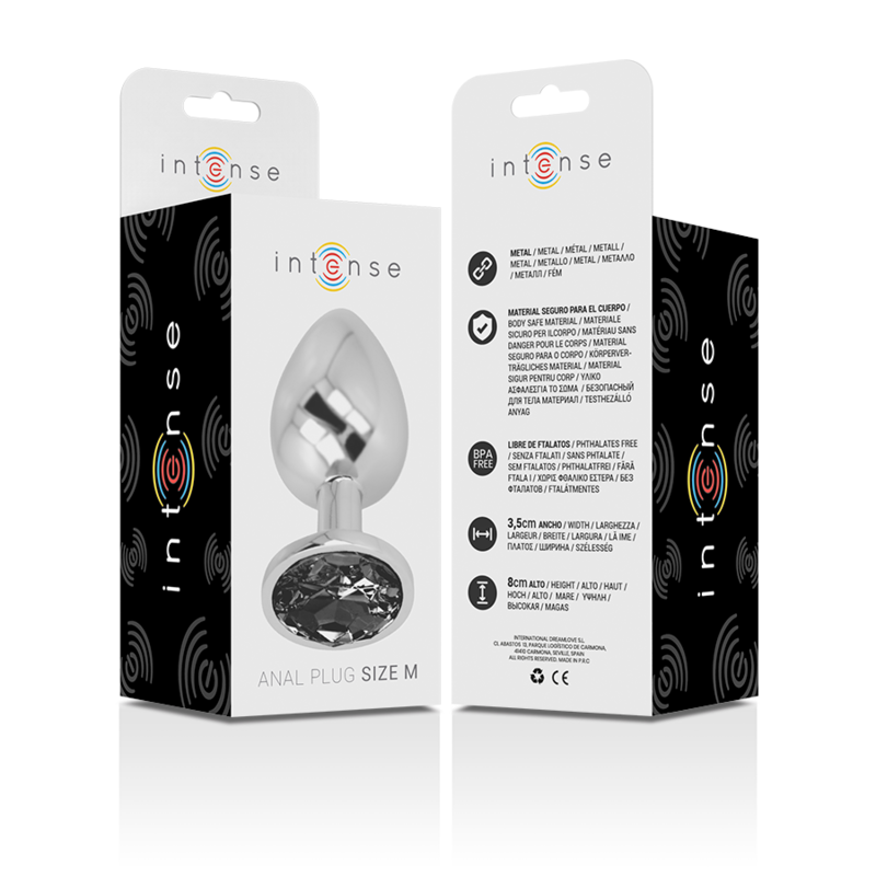 Comprar INTENSE Plug Anal Metal Con Cristal Negro Talla M – Diseño Elegante Para Placer Sensorial-Noxtic