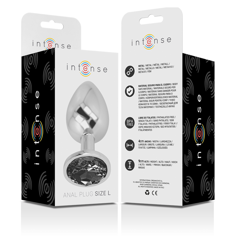 Comprar INTENSE Plug Anal Metal Con Cristal Negro Talla L – Diseño Glamuroso Para Una Experiencia Sensorial Única-Noxtic