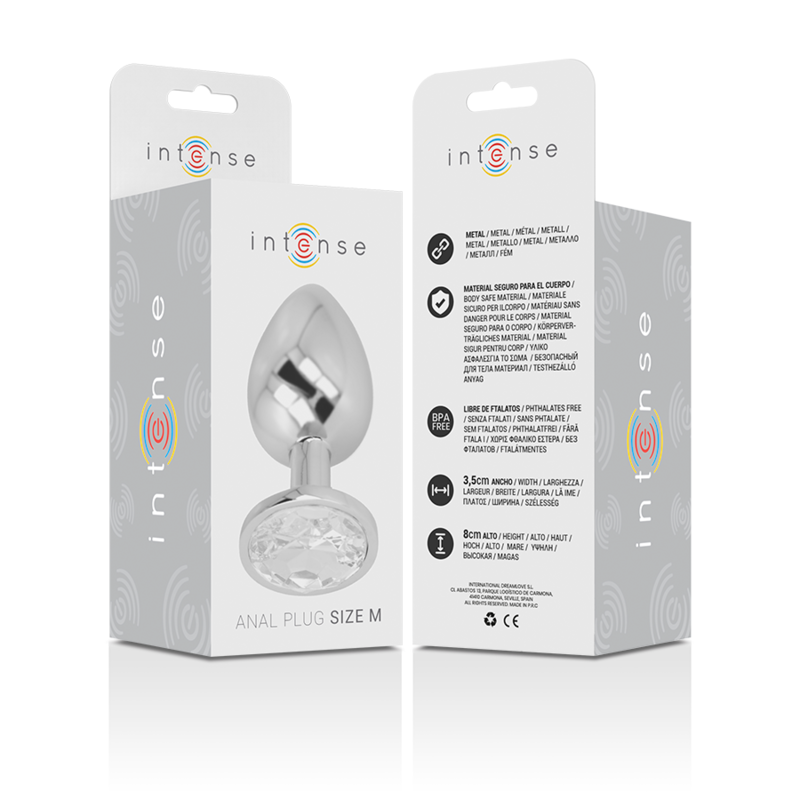 Comprar INTENSE Plug Anal Metal Con Cristal Plata Talla M – Diseño Elegante Para Una Experiencia Sensorial Única-Noxtic