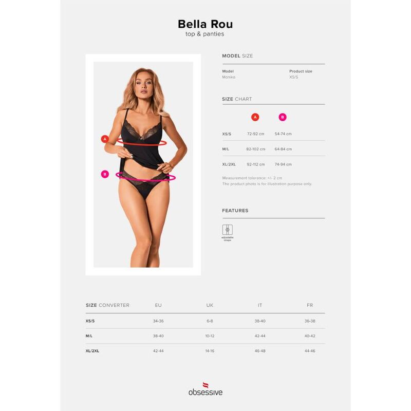Comprar OBSESSIVE Bella Rou Top Y Panties XS S – Conjunto De Lencería Elegante Con Comodidad Superior-Noxtic