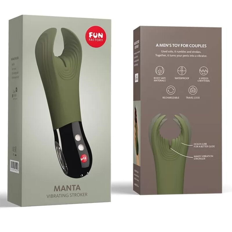 Comprar FUN FACTORY MANTA Masturbador Vibrador Verde Musgo Profundo Y Negro – Diseño Elegante Para Placer Masculino-Noxtic