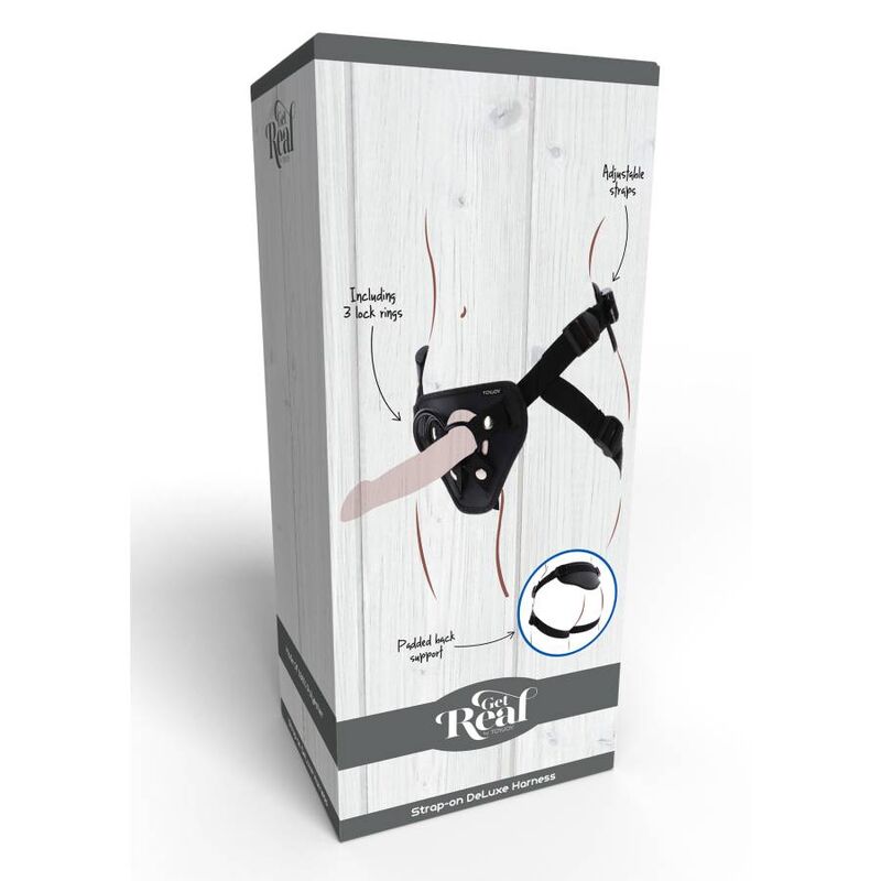 Comprar Get Real Arnés Deluxe Negro – Ajuste Cómodo Con Cojín Delantero Acolchado-Noxtic