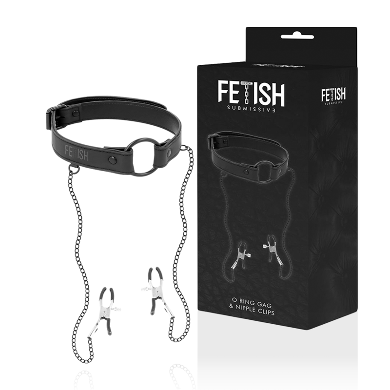 Comprar FETISH SUBMISSIVE Anilla Mordaza Con Pinzas Para Pezones – Diseño Elegante Para Aumentar La Sensación Sensorial-Noxtic