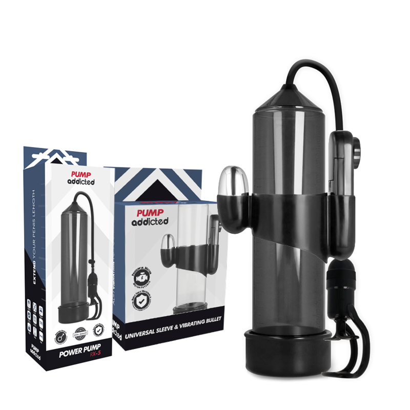 Comprar PUMP ADDICTED Bomba Erección RX5 Negro – Juguete Erótico Con Vibrador Para Placer Mejorado-Noxtic