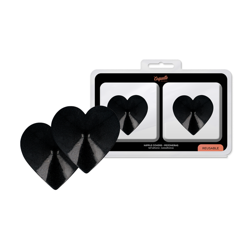 Comprar COQUETTE Chic Desire – Cubre Pezones Con Diseño Elegante En Forma De Corazones Negros-Noxtic