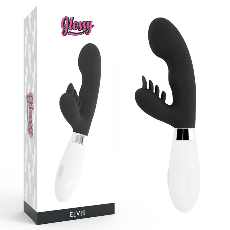 Comprar GLOSSY Elvis Rabbit Negro – Vibrador Erótico Con 10 Funciones De Vibración-Noxtic