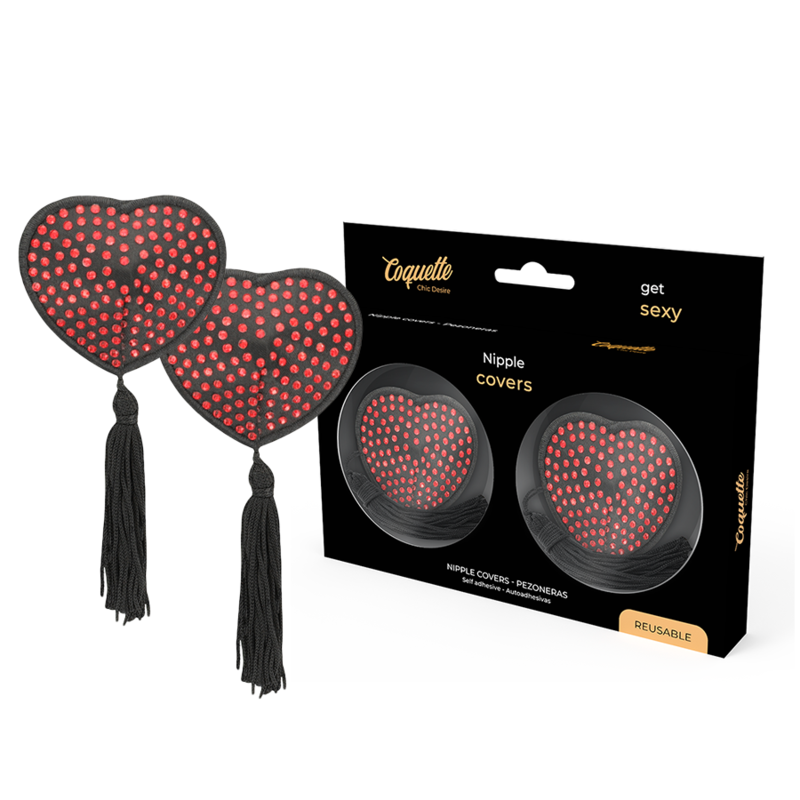 Comprar Coquette Chic Desire Cubre Pezones Rojo Negro – Fáciles De Usar Con Cinta Autoadhesiva-Noxtic