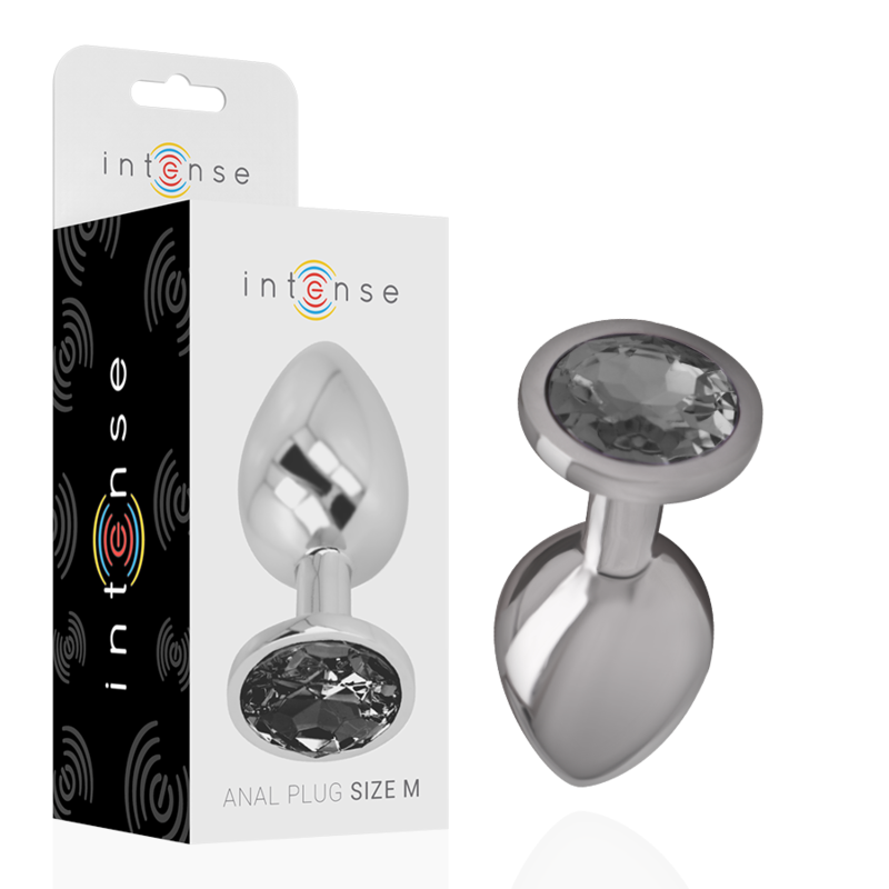 Comprar INTENSE Plug Anal Metal Con Cristal Negro Talla M – Diseño Elegante Para Placer Sensorial-Noxtic