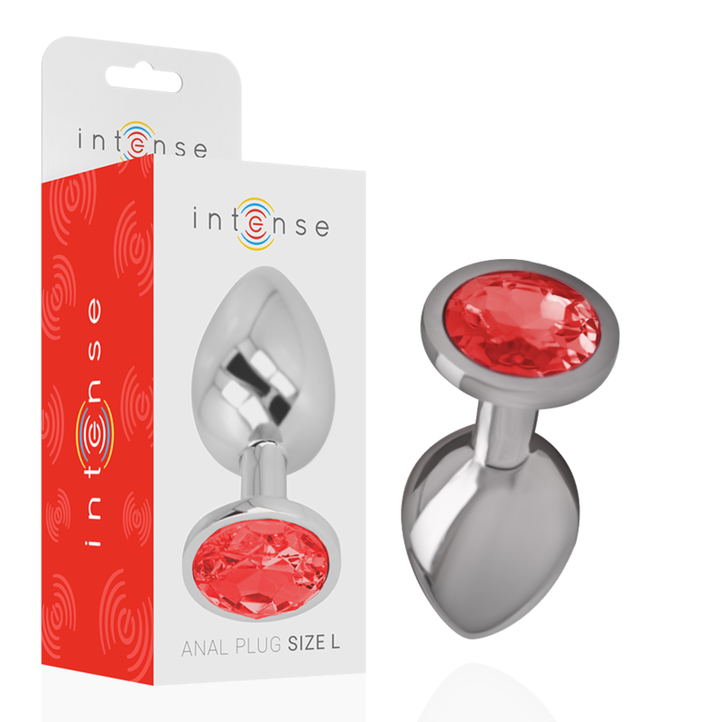 Comprar INTENSE Plug Anal Metal Con Cristal Rojo Talla L – Diseño Elegante Para Bienestar Sensual-Noxtic