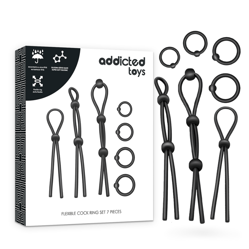 Comprar ADDICTED TOYS Kit De 7 Anillas De Silicona Flexible – Conjunto Ideal Para Mayor Comodidad Y Placer Personal-Noxtic