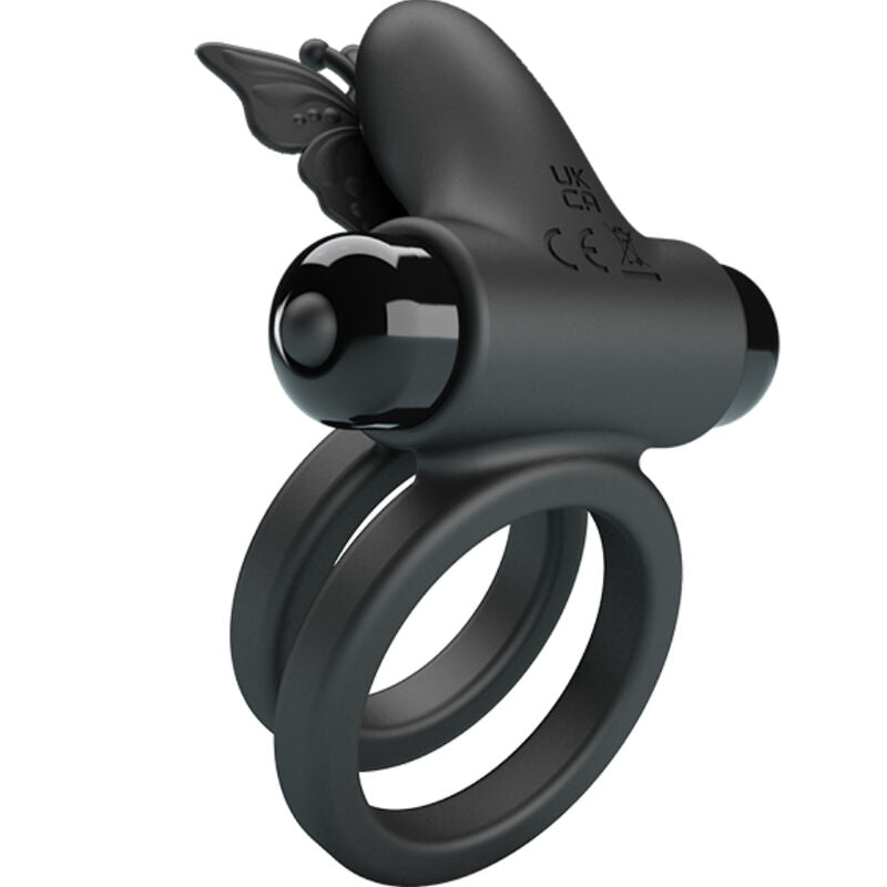 Comprar Pretty Love Doble Anillo Vibrador Negro – Innovador Juguete Con Estimulador Para Placer Compartido-Noxtic