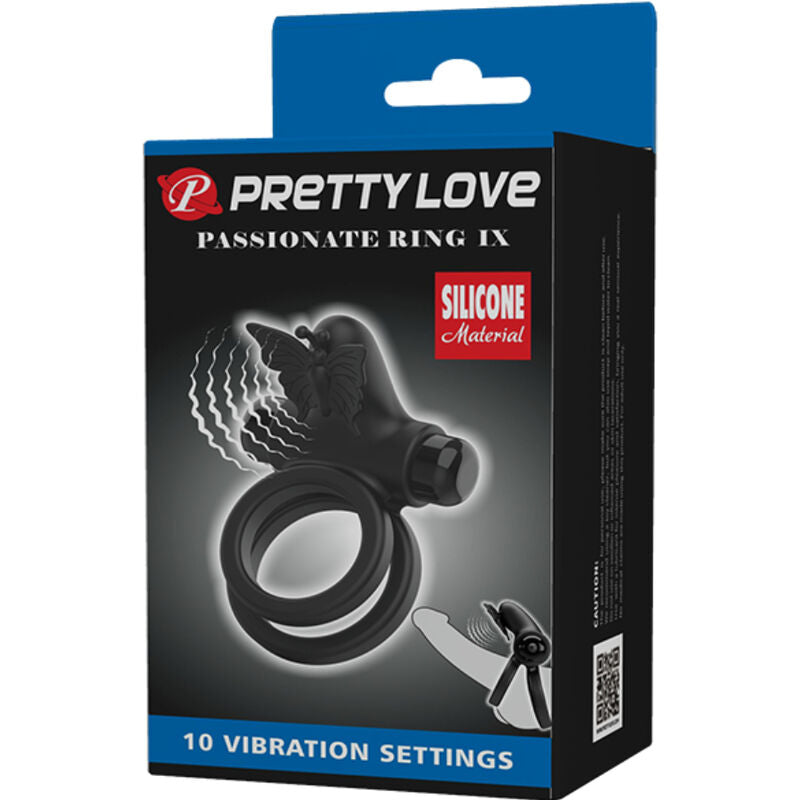 Comprar Pretty Love Doble Anillo Vibrador Negro – Innovador Juguete Con Estimulador Para Placer Compartido-Noxtic