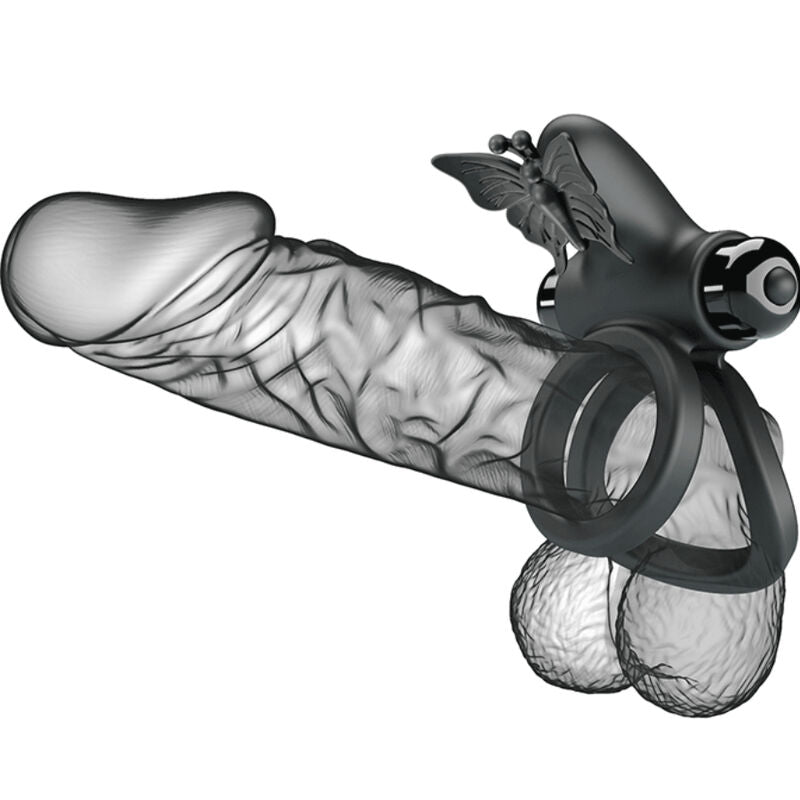 Comprar Pretty Love Doble Anillo Vibrador Negro – Innovador Juguete Con Estimulador Para Placer Compartido-Noxtic