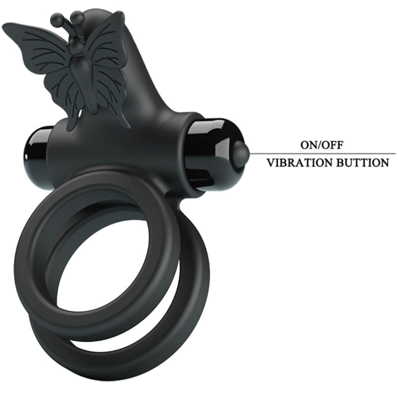Comprar Pretty Love Doble Anillo Vibrador Negro – Innovador Juguete Con Estimulador Para Placer Compartido-Noxtic