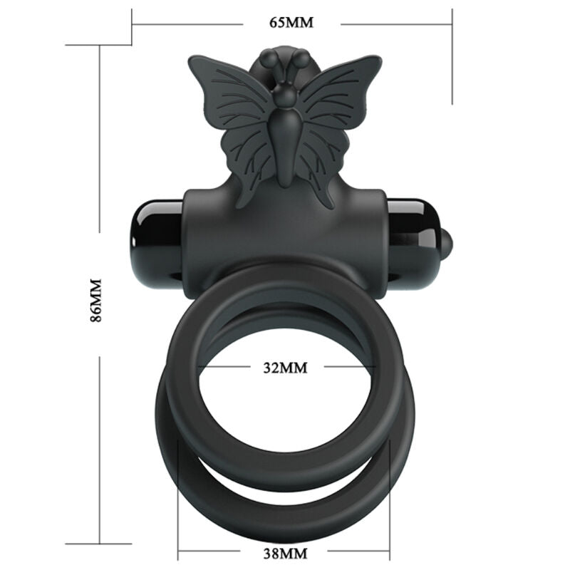 Comprar Pretty Love Doble Anillo Vibrador Negro – Innovador Juguete Con Estimulador Para Placer Compartido-Noxtic