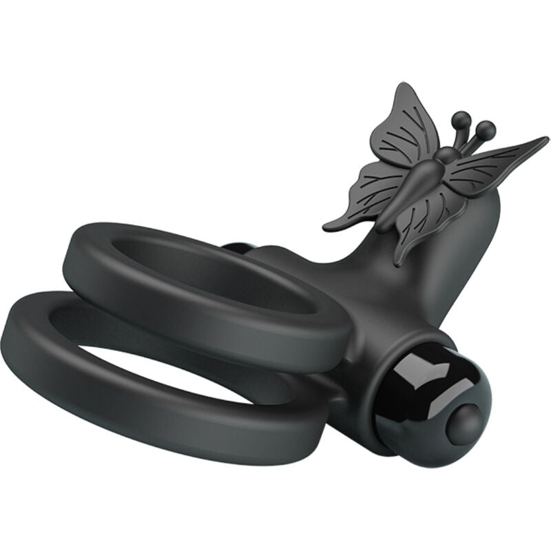 Comprar Pretty Love Doble Anillo Vibrador Negro – Innovador Juguete Con Estimulador Para Placer Compartido-Noxtic