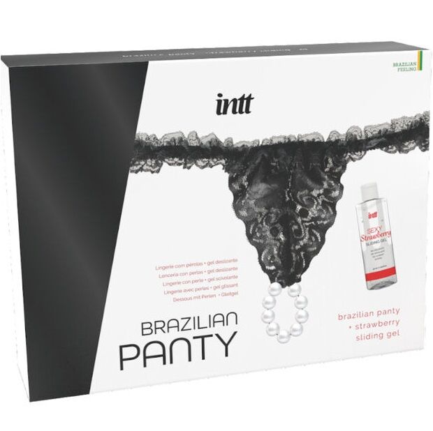 Comprar INTT Panty Brasileña Negra Con Perlas – Elegante Diseño Con Gel Lubricante A Base De Agua 50 Ml-Noxtic