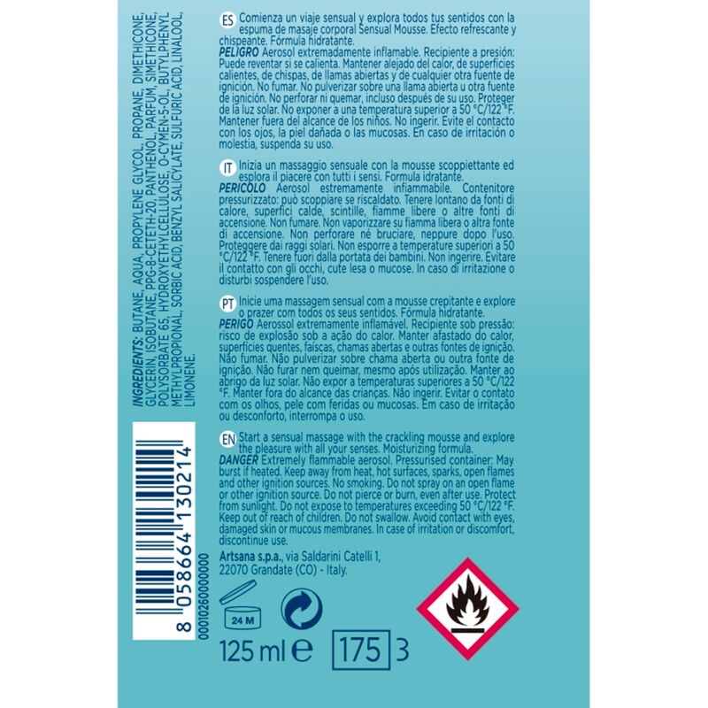 Comprar CONTROL Crema Masaje Mousse Sensual Wave 125 ML – Mousse Refrescante Para Conexión Sensorial Intensa-Noxtic